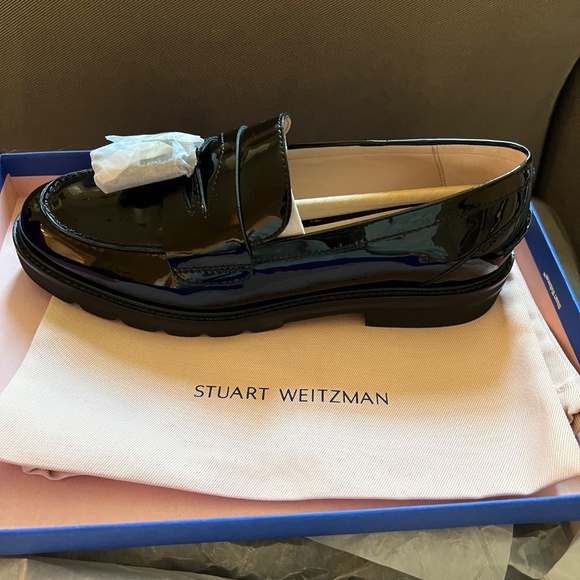 Stuart Weitzman Adrina Black Patent Leather Loafers 9.5 B - Picture 7 of 12
